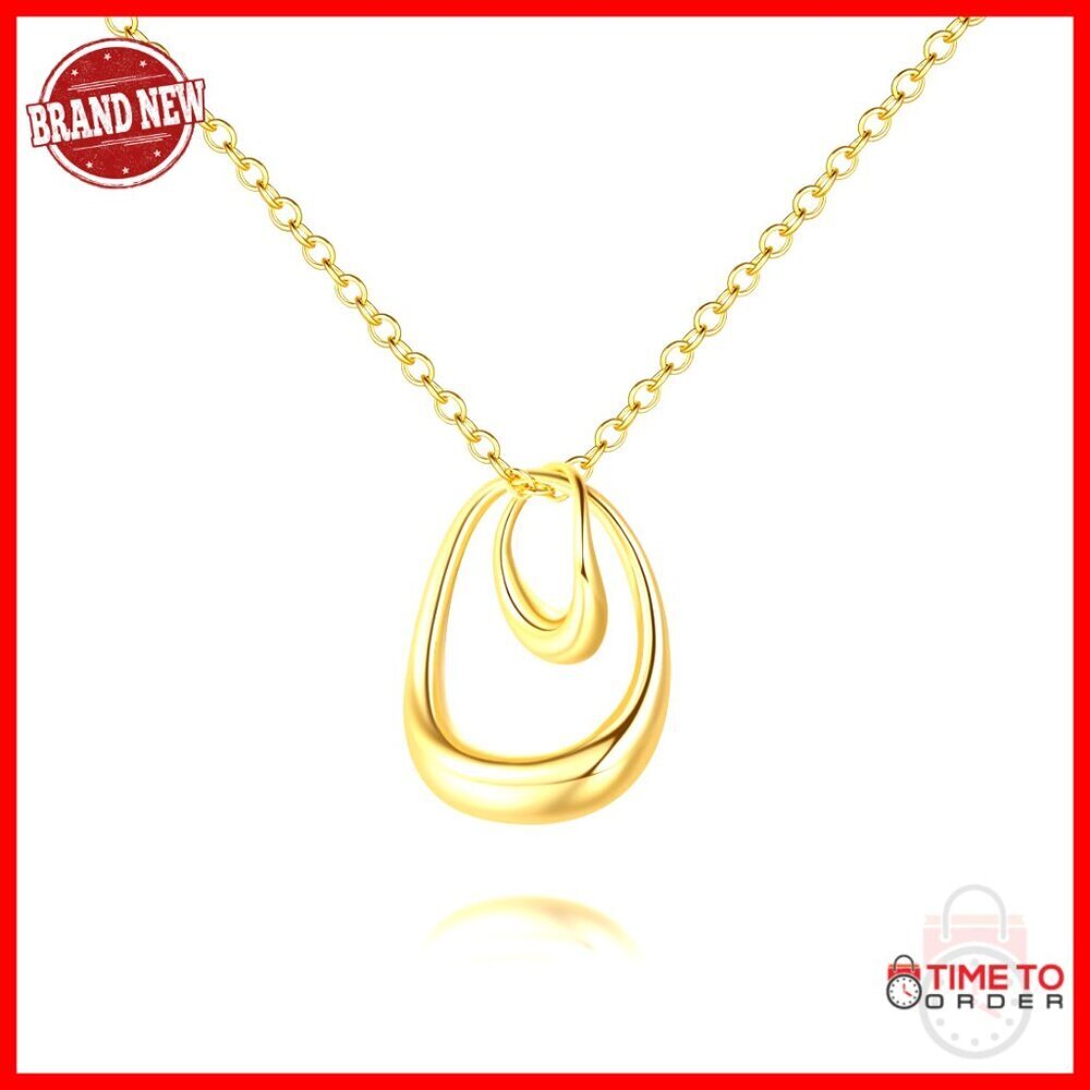 14K Gold Interlocking Pendant Necklace with Adjustable Chain